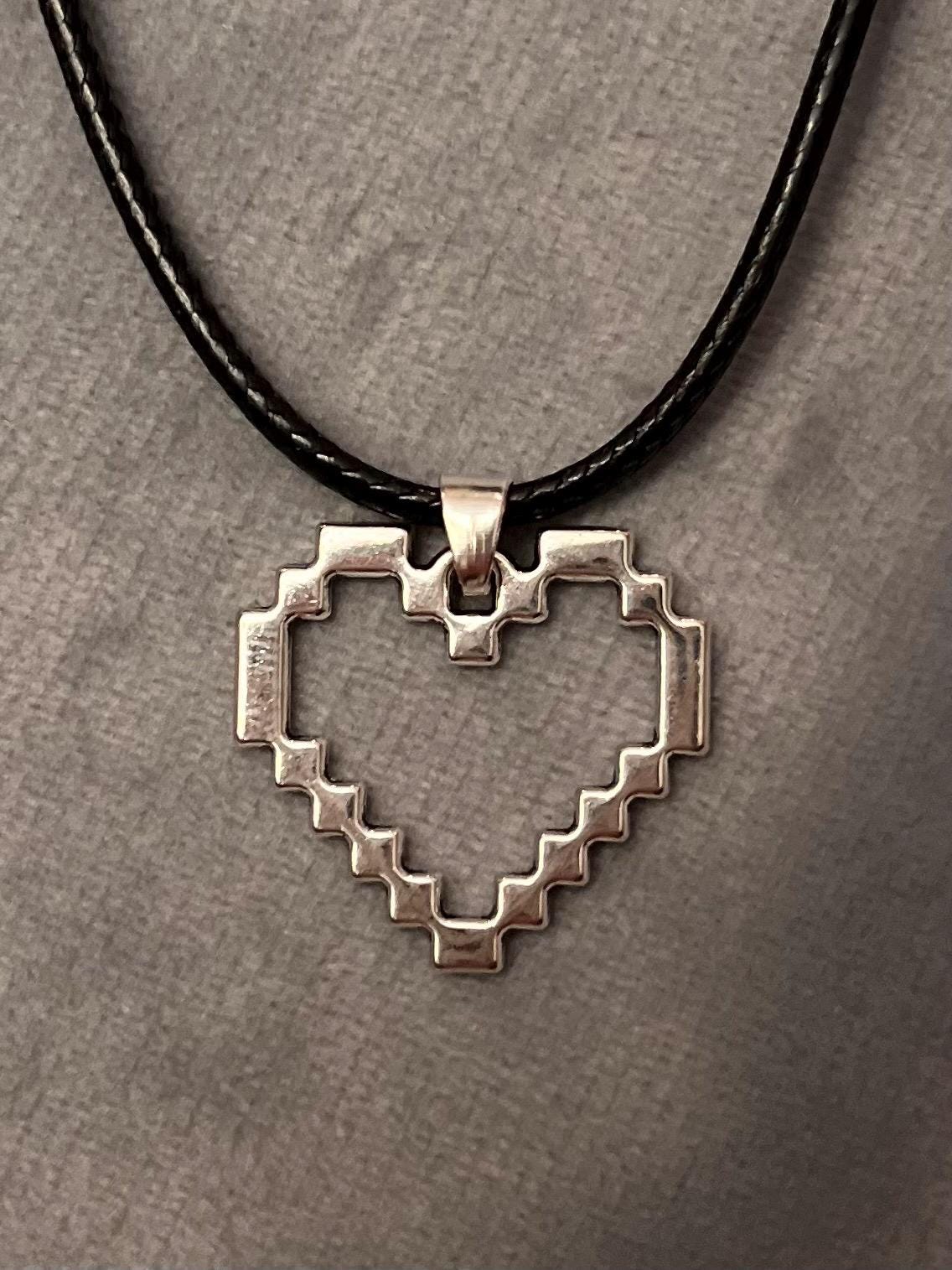 Pixelhjärta halsband för gamers Present till gamer Smycken Tv-spel halsband