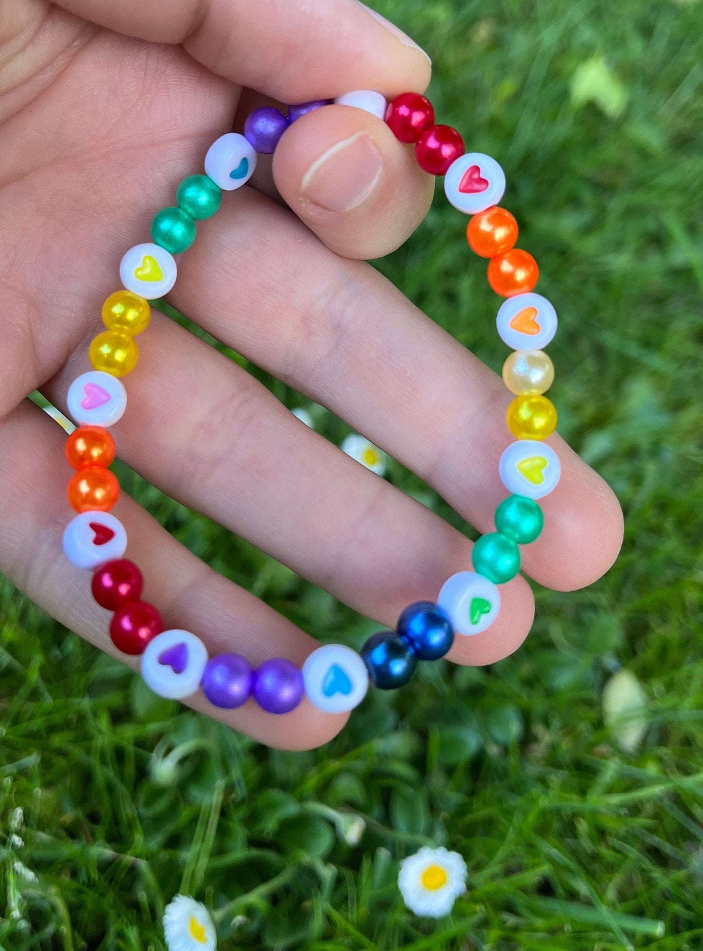 Pride Bracelet Elastic Beaded with Pearls LGBTQ+ Rainbow Jewelry Pride month accessories