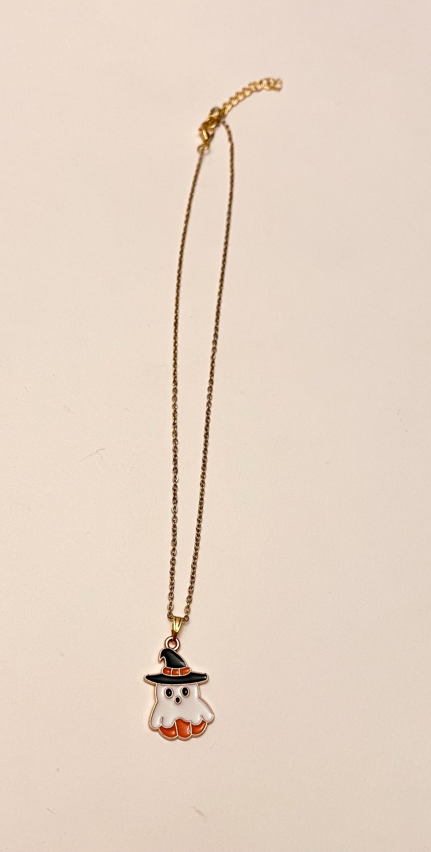 Halsband Halloween Guld Imitation Spöke Katt Hänge Söt Halloween Smycken Pumpa Halsband
