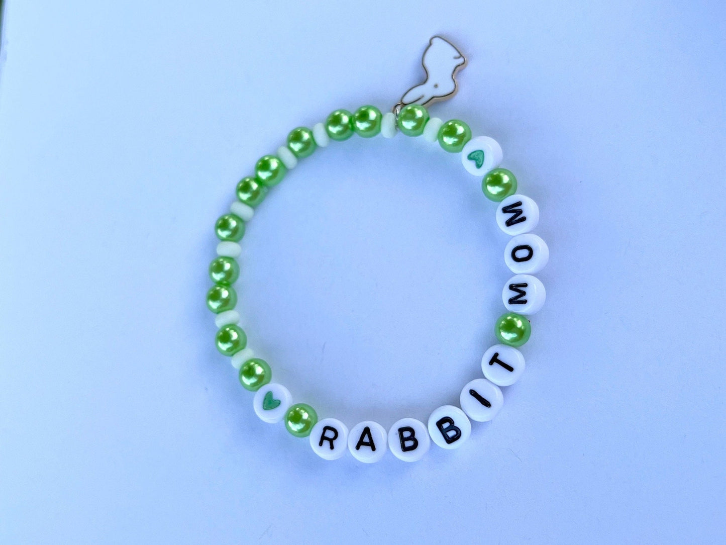 Rabbit Mom armband pärlat Elastiskt Handgjort Smycke Kaninberlock Present till Kaninägare