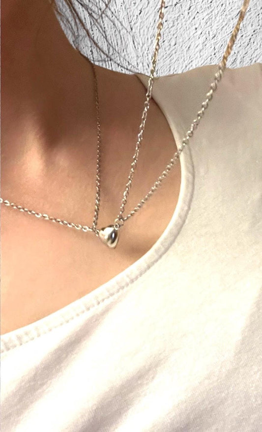 Magnetic Heart Necklace for Couples and Best Friends Necklace Silver Imitation Jewelry Friendship Necklace