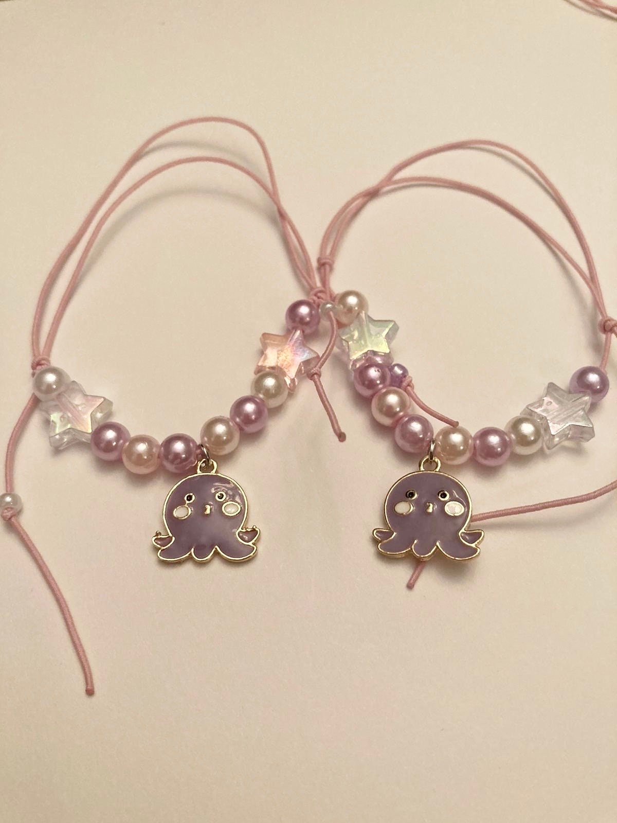 Sött armband bläckfist rosa lila sommar justerbart armband