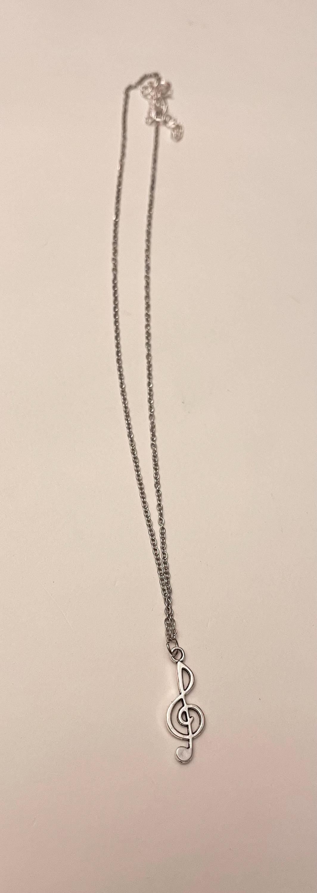 Treble Clef Necklace G-clef Charm Music Necklace Note Silver Imitation