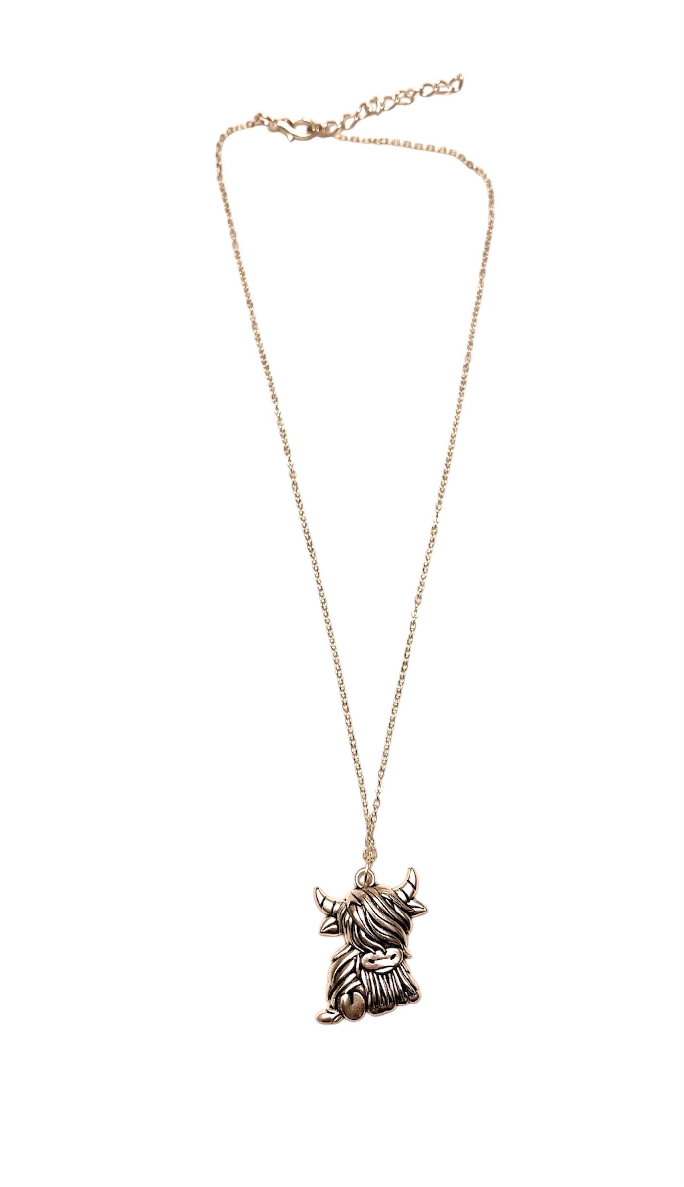 Cow Necklace Highland Cattle Jewelry Ox Necklace with Cow Charm Silver imitation