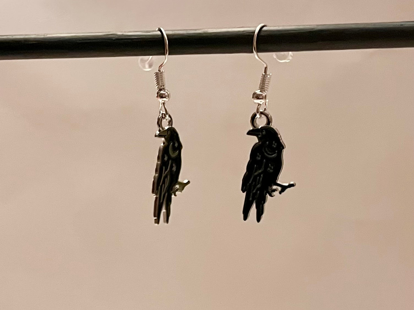 Magic Raven Earrings Crow Jewelry Wicca Gift Pagan Pendant Star Silver Imitation Crescent Moon Godess Jewelry