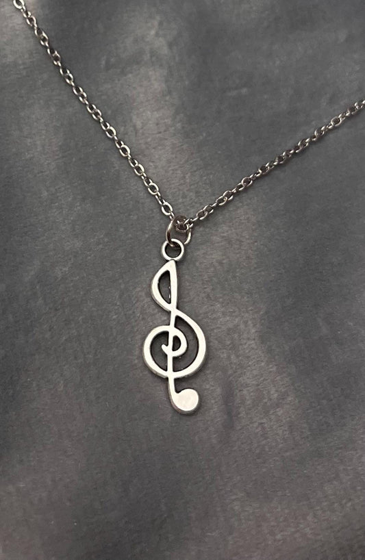 Treble Clef Necklace G-clef Charm Music Necklace Note Silver Imitation