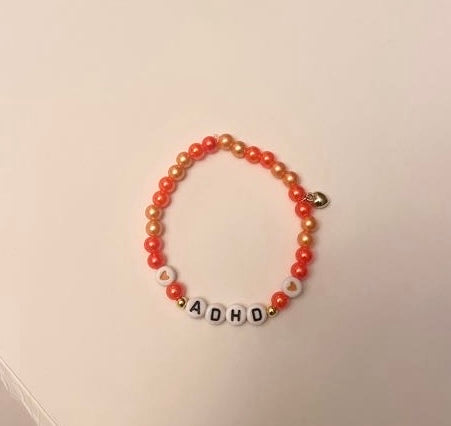 ADHD Bracelet ADHD Awareness Orange Elastic Beaded Bracelet Jewelry Handmade