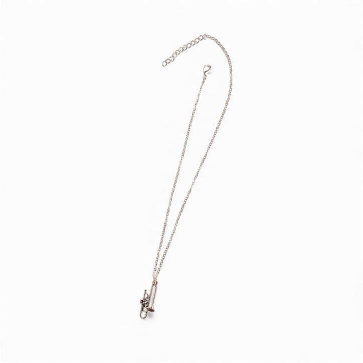 Trumpet Necklace Instrument Charm Music Necklace Silver Imitation