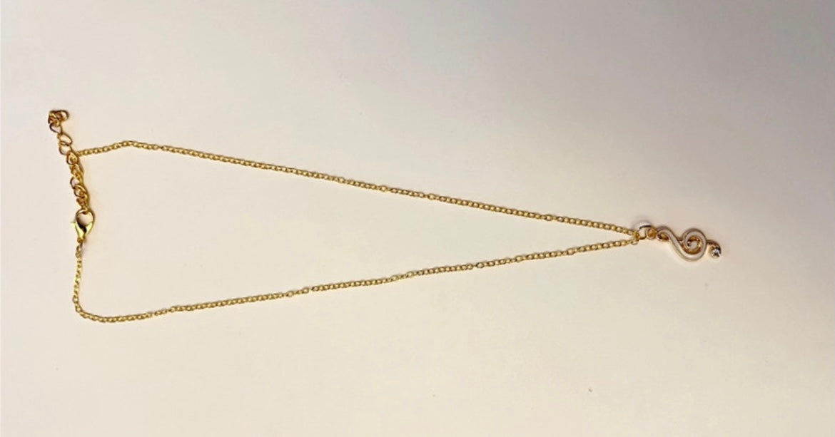 Treble Clef Necklace G-clef Charm Music Necklace Note Gold Imitation Bling Jewelry