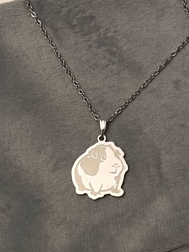 Guinea Pig Necklace Silver Gold Imitation Necklace for Guinea Pig Lover Gift for Guinea Pig Owner I love Guinea Pigs Jewelry