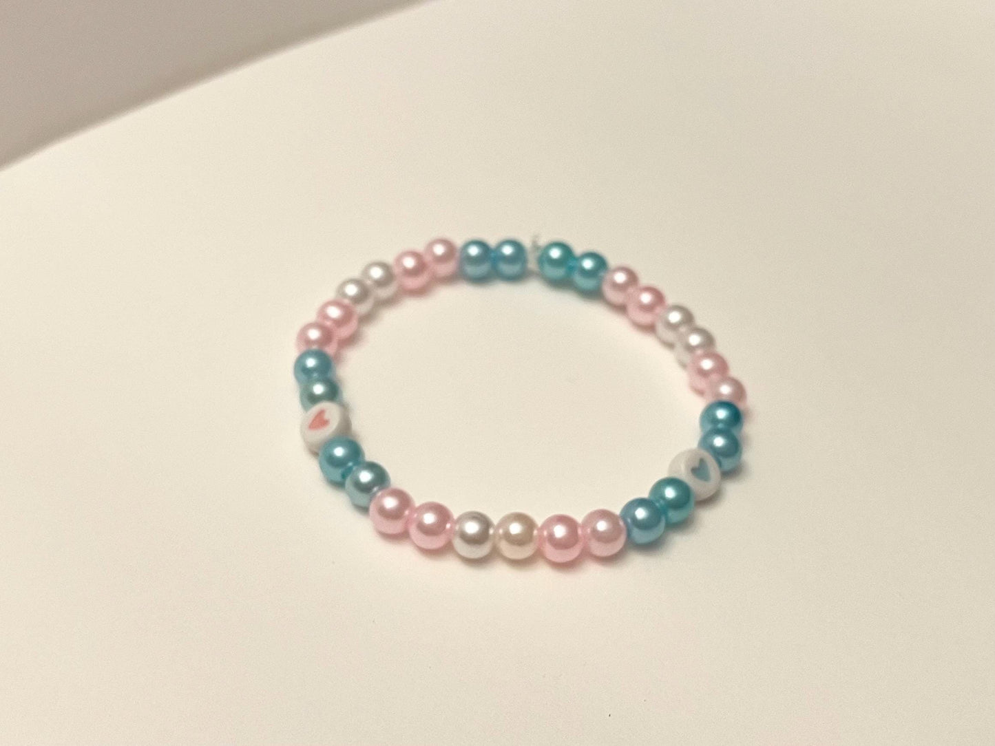 Trans Bracelet Beaded Elastic with Hearts for Pride Season LGBTQ+ Jewelry Transexual flag colors Jewelry Transexual Bracelet