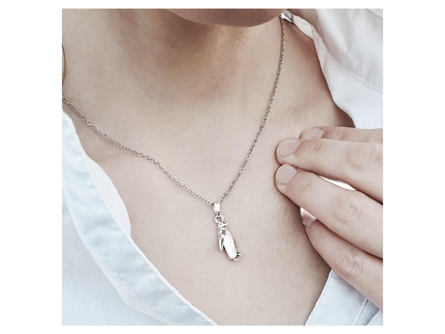 Emperor Penguin Necklace for Penguin Lover Gift I Love Penguins Jewelry Penguin Charm Silver Imitation Penguin Pendant Animal