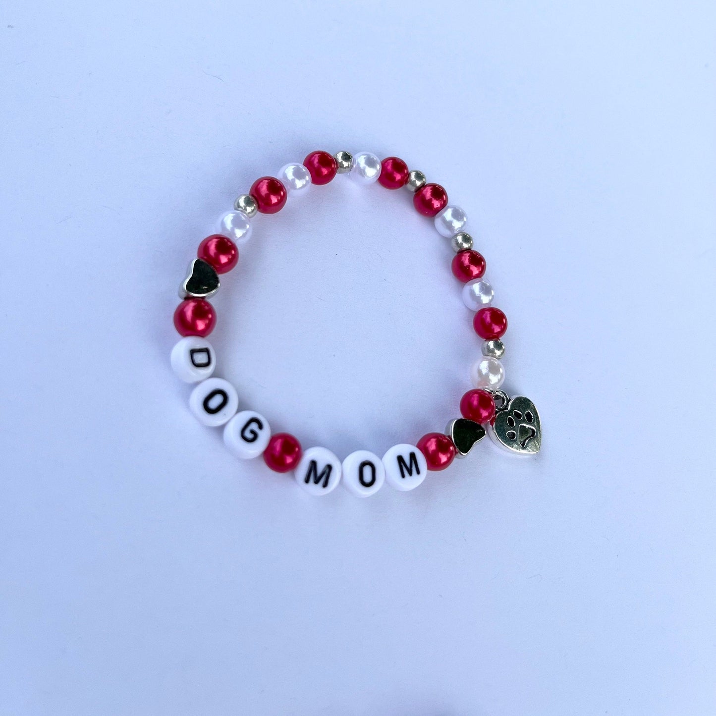 DOG MOM Bracelet Customizable Beaded Elastic Gift for Dog Owner Jewelry I Love Dogs Charm Bracelet I Love My Dog