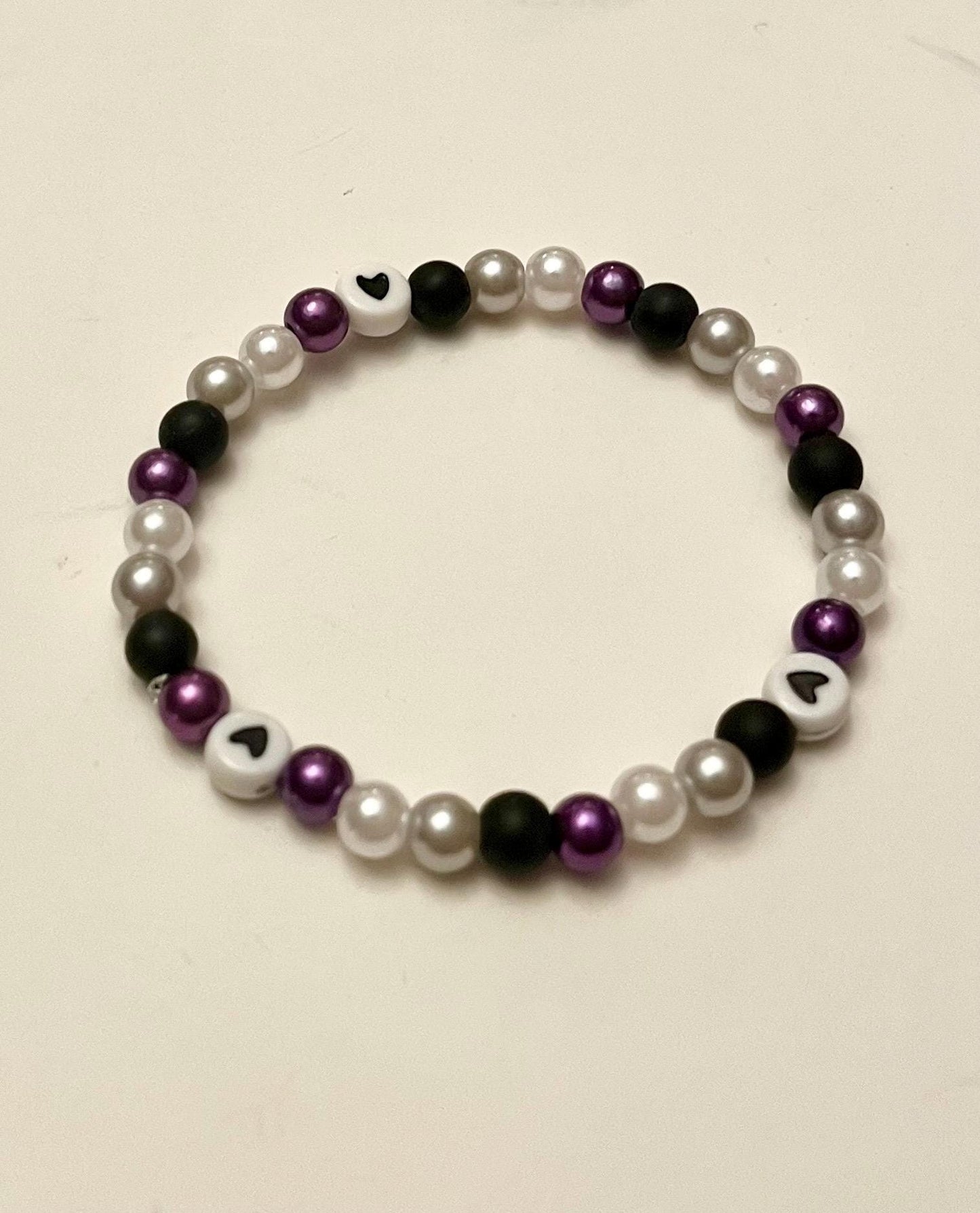 Armband Asexuell Pärlarmband med hjärtan för Pride-säsongen HBTQ+ smycken Asexuella flaggan