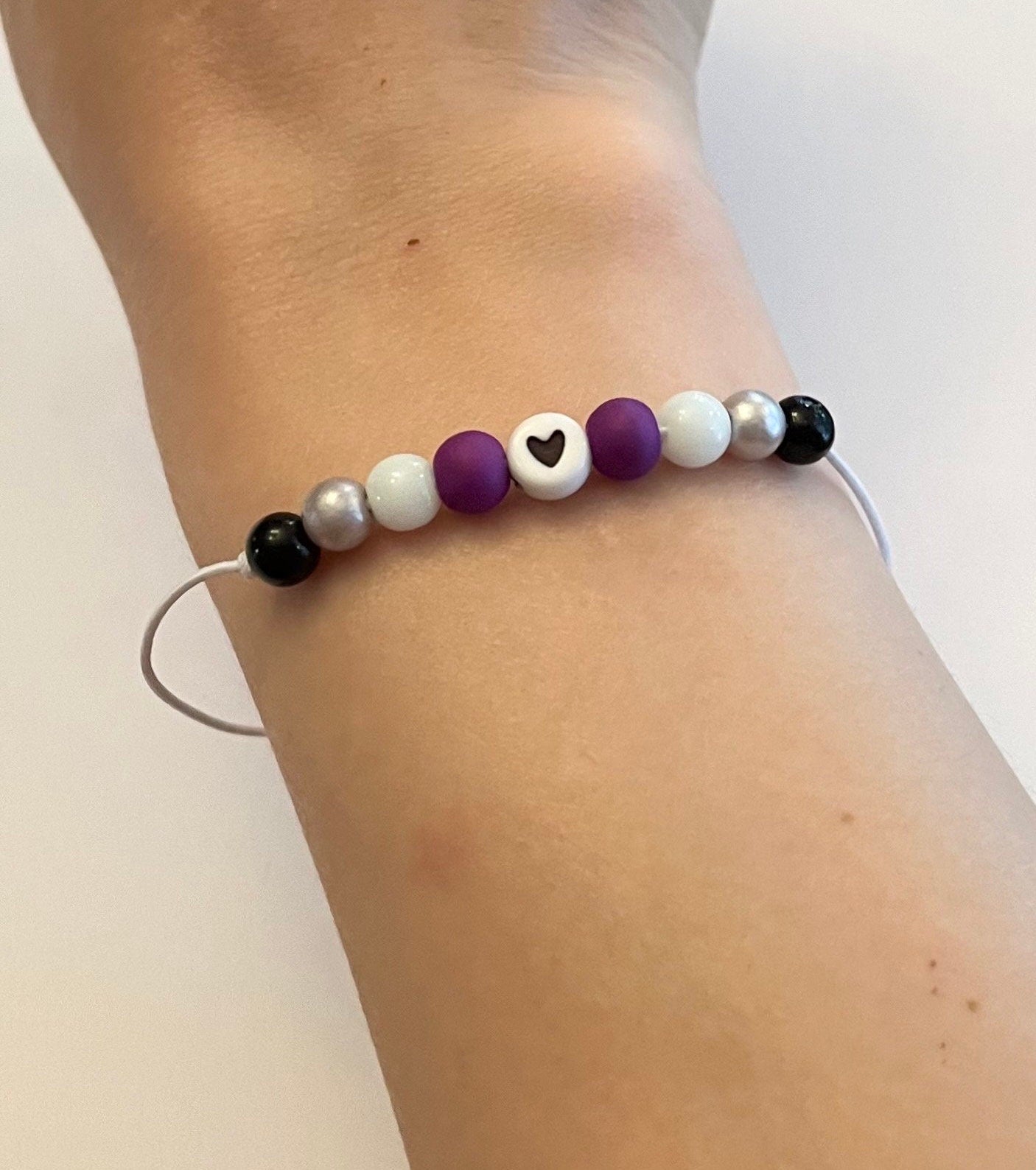Asexuell armband Pärlat Armband Justerbart HBTQ+ Smycken för Pride Accessoarer
