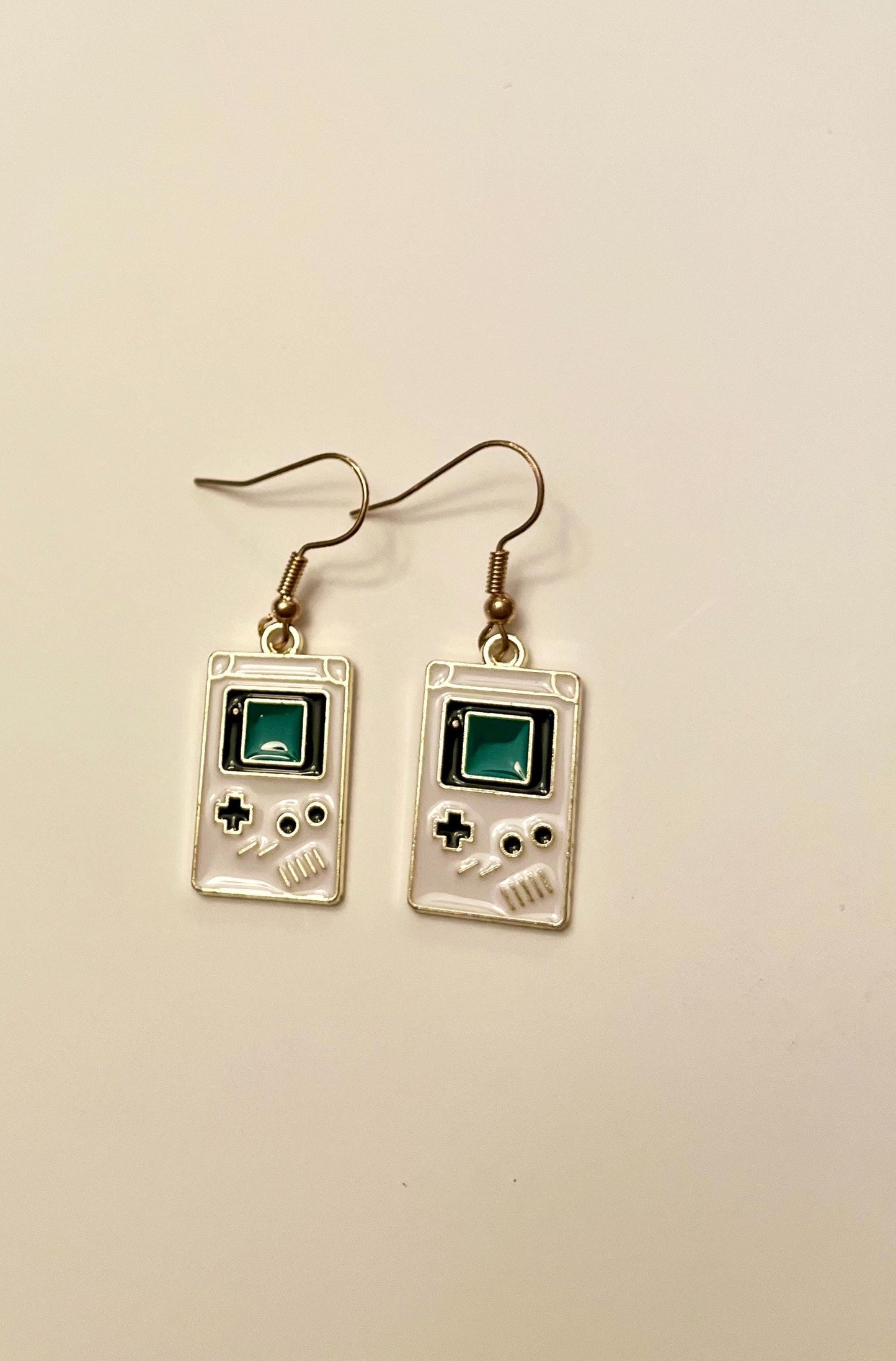 Gameboy Earrings Video Game Jewelry Retro Gaming Gift Gameboy Console Charm for Gamer Drop Earrings Gold