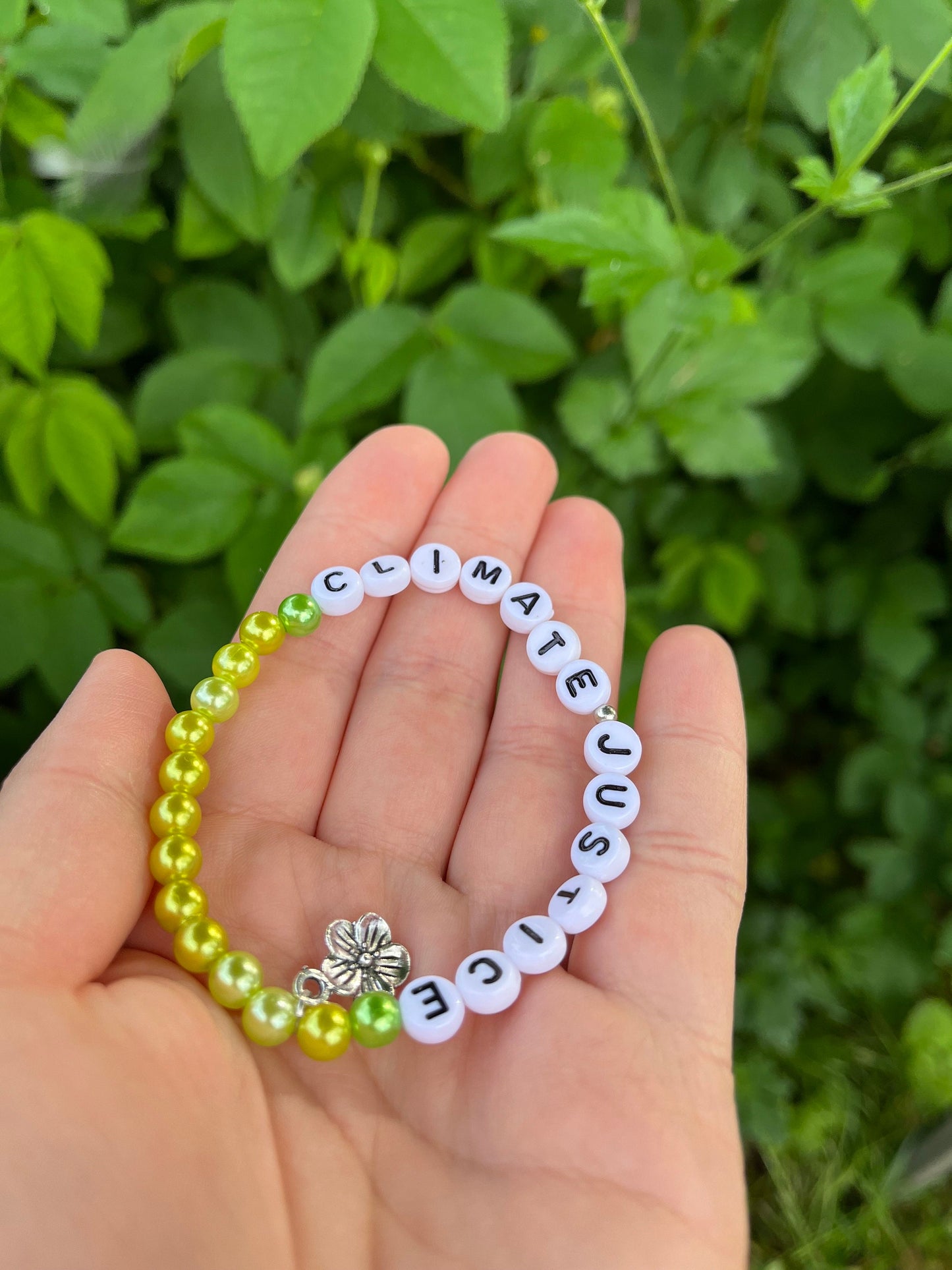 CLIMATE JUSTICE Armband pärlat elastiskt armband för miljöaktivist present till naturälskare Klimat smycken