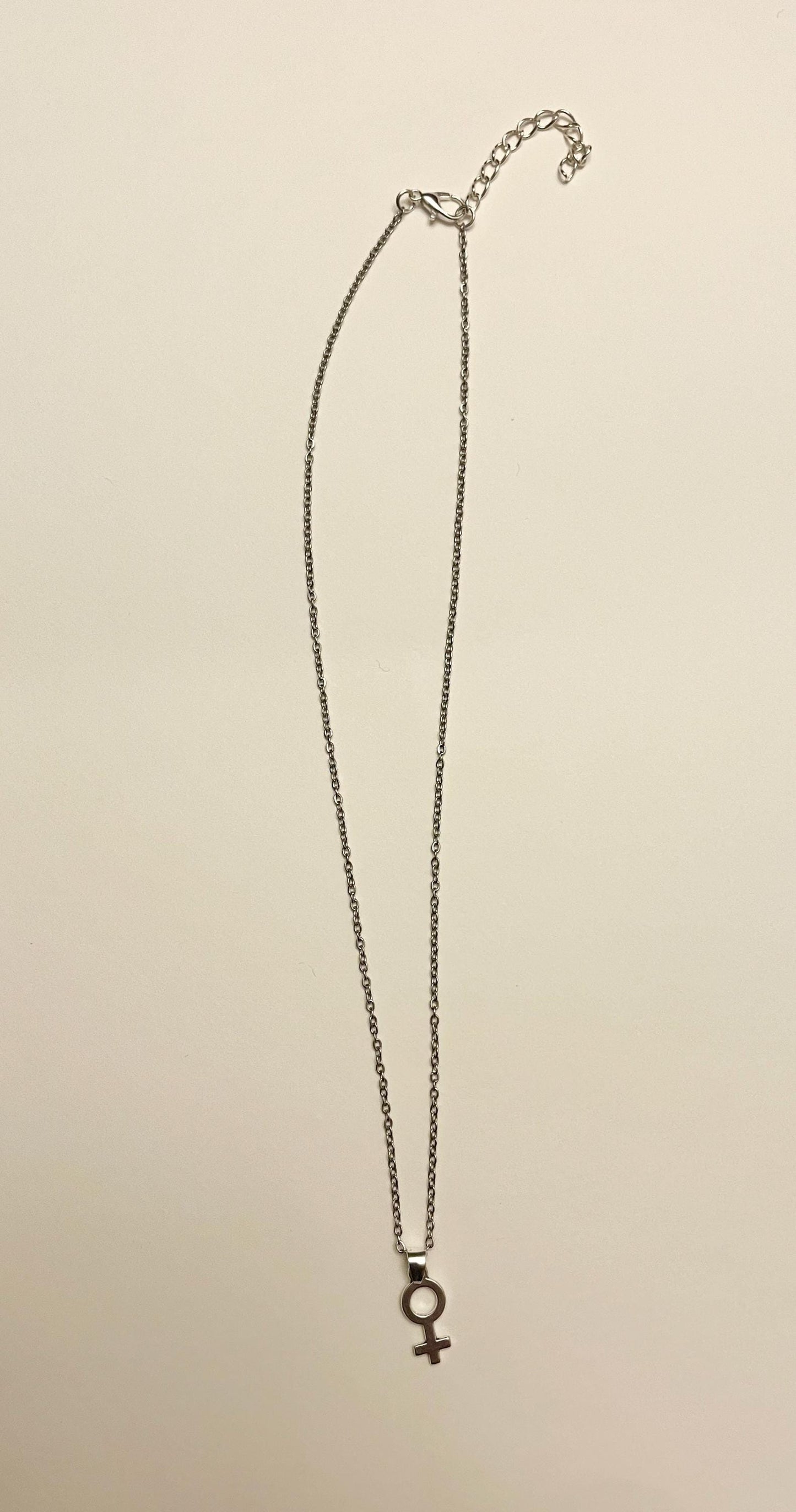 Feminist Necklace Female Symbol Gift for Feminist Minimalistic Jewelry Woman Symbol Necklace Venus Symbol Silver Imitation