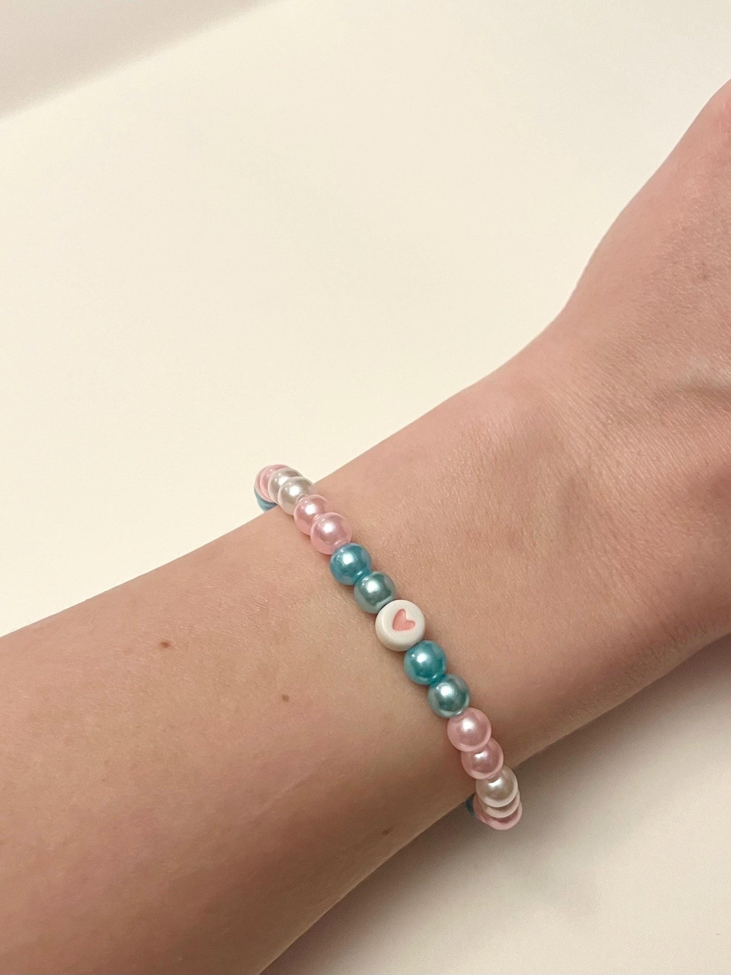 Trans Bracelet Beaded Elastic with Hearts for Pride Season LGBTQ+ Jewelry Transexual flag colors Jewelry Transexual Bracelet