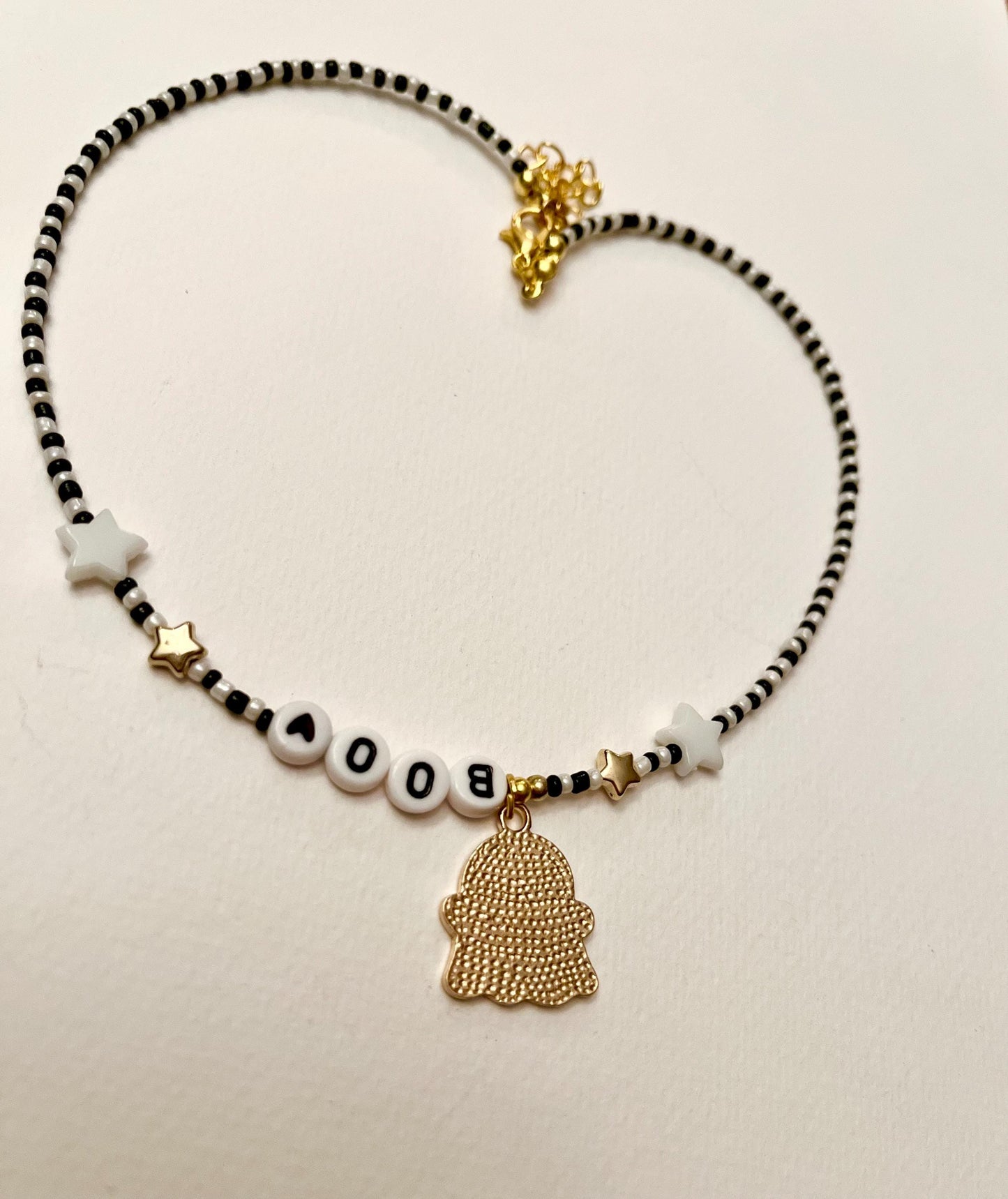 Halloween Choker Pärlhalsband Spöksmycken för Halloween Halsband med Sött Spöke boo Halsband Halloweenfest