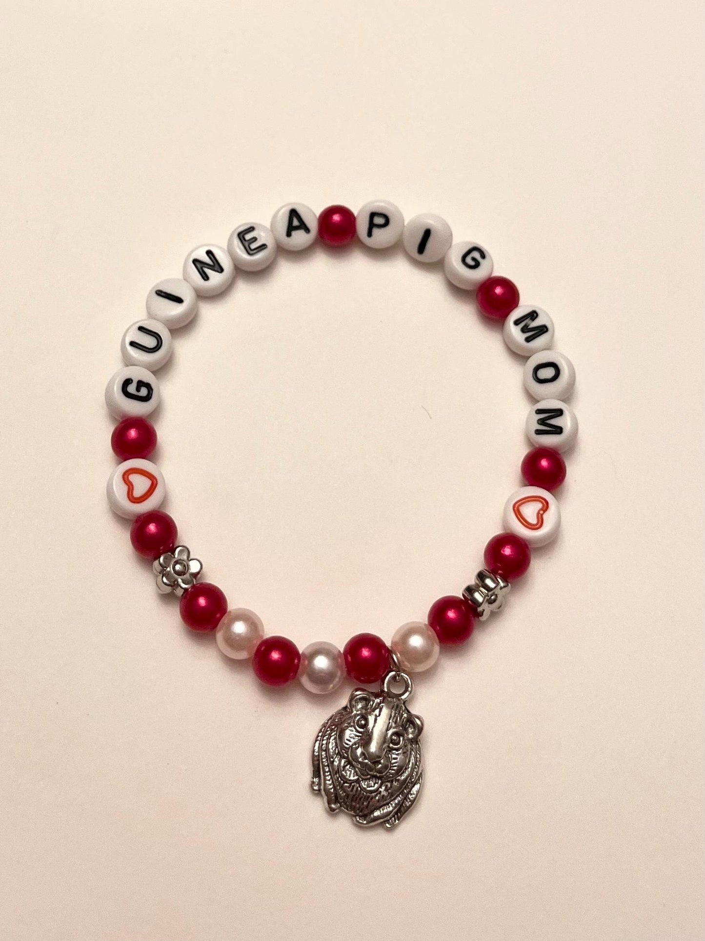 GUINEA PIG MOM Bracelet Beaded Elastic Bracelet Gift for Guinea Pig Owner Handmade Jewelry for Guinea Pig Lover I Love Guinea Pigs