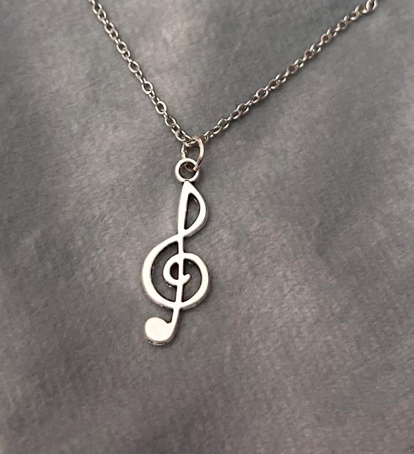 Treble Clef Necklace G-clef Charm Music Necklace Note Silver Imitation