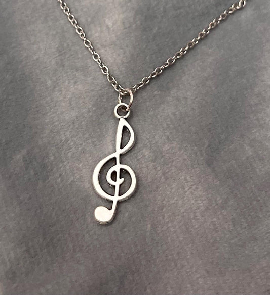 Treble Clef Necklace G-clef Charm Music Necklace Note Silver Imitation
