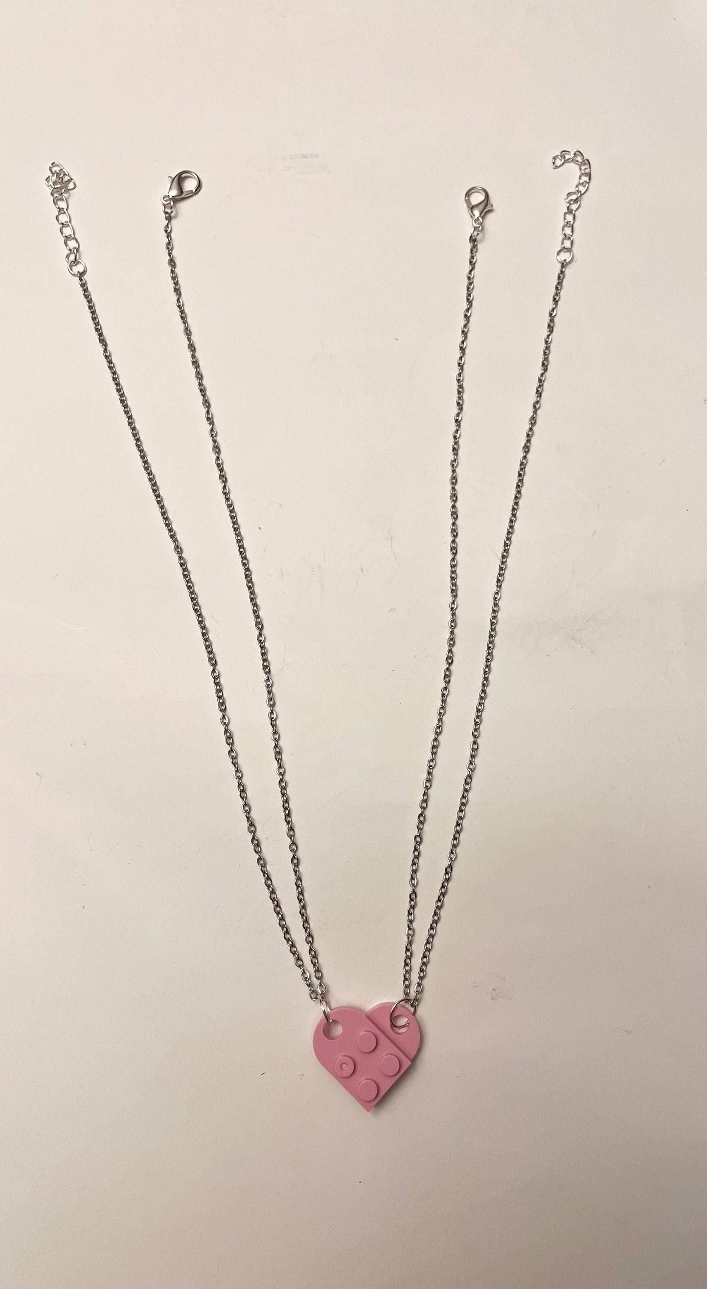 Lego Hjärta halsband för Par och Bästa Vänner Halsband Silver imitation Smycken Vänskapshalsband vänskapshjärta