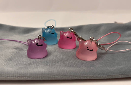 Luminous Ditto Phone Charm Pokémon Jewelry Ditto Keychain Pokémon Shiny Ditto Phonestrap for Pokémon Fan Gift