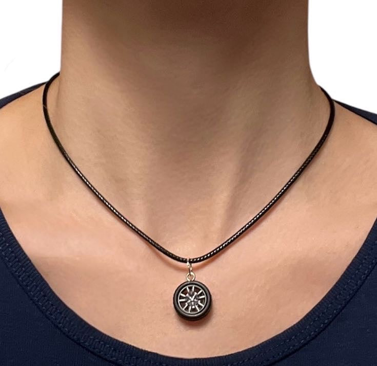 Car Tire Necklace with Wheel Pendant for Car Lover Gift for Vehicle Enthusiast Jewelry Car