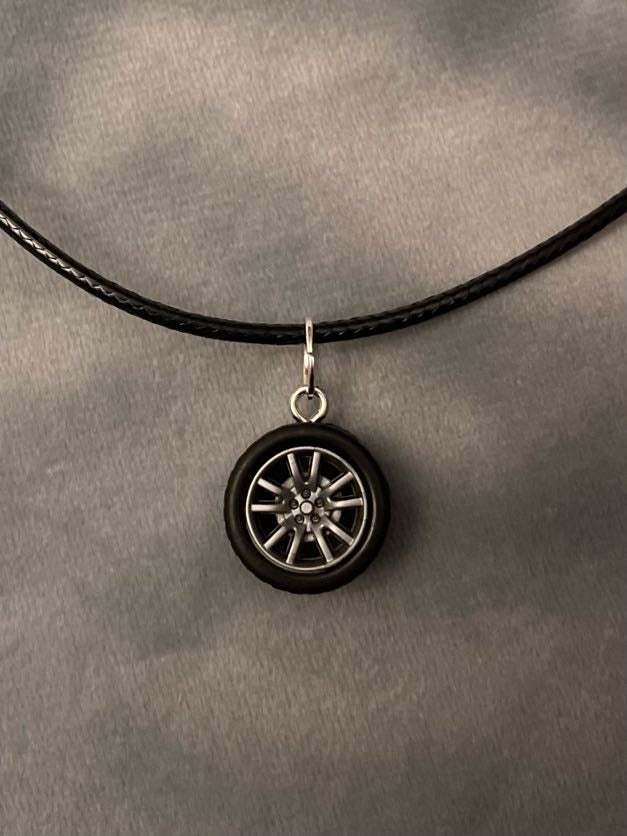 Car Tire Necklace with Wheel Pendant for Car Lover Gift for Vehicle Enthusiast Jewelry Car