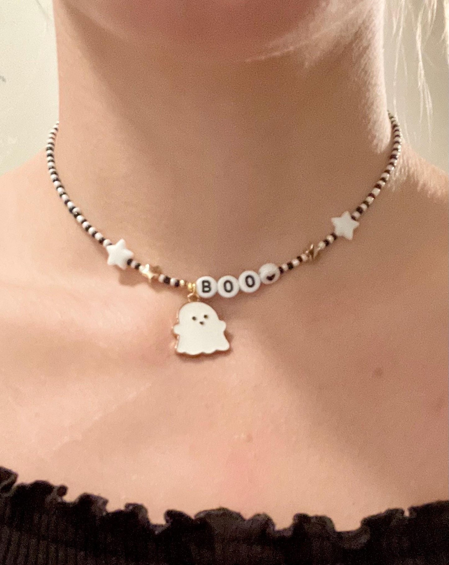 Halloween Choker Pärlhalsband Spöksmycken för Halloween Halsband med Sött Spöke boo Halsband Halloweenfest
