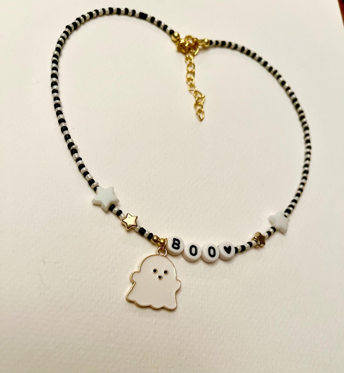 Halloween Choker Pärlhalsband Spöksmycken för Halloween Halsband med Sött Spöke boo Halsband Halloweenfest