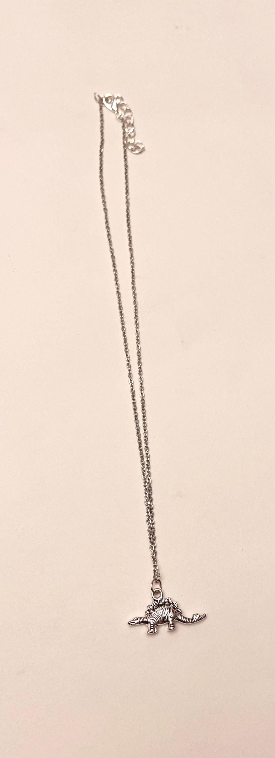 Dinosaur Necklace with Dinousar Charm Silver Imitation Jewelry for Dino Lover Gift Unique