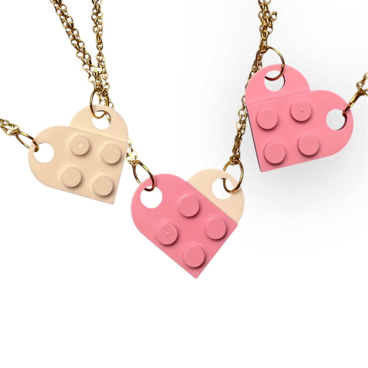 Lego Hjärta halsband för Par och Bästa Vänner Halsband Guld imitation Smycken Vänskapshalsband vänskapshjärta