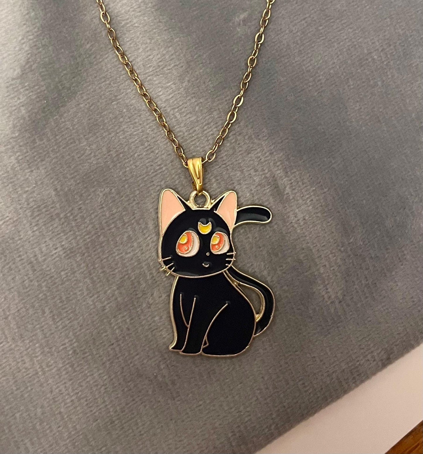Sailor Moon Necklace Luna Artemis Necklace Anime Jewelry Gift for Sailor Moon fan Sailor Moon Merchandise Gold Imitation Luna Necklace