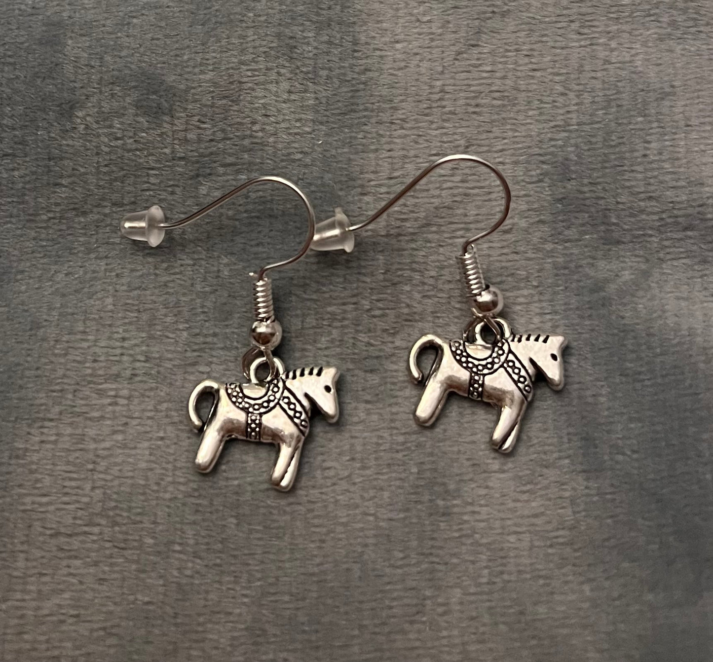 Dala Horse Earrings Dalahästar Silver Imitation Jewelry Swedish Souvenir