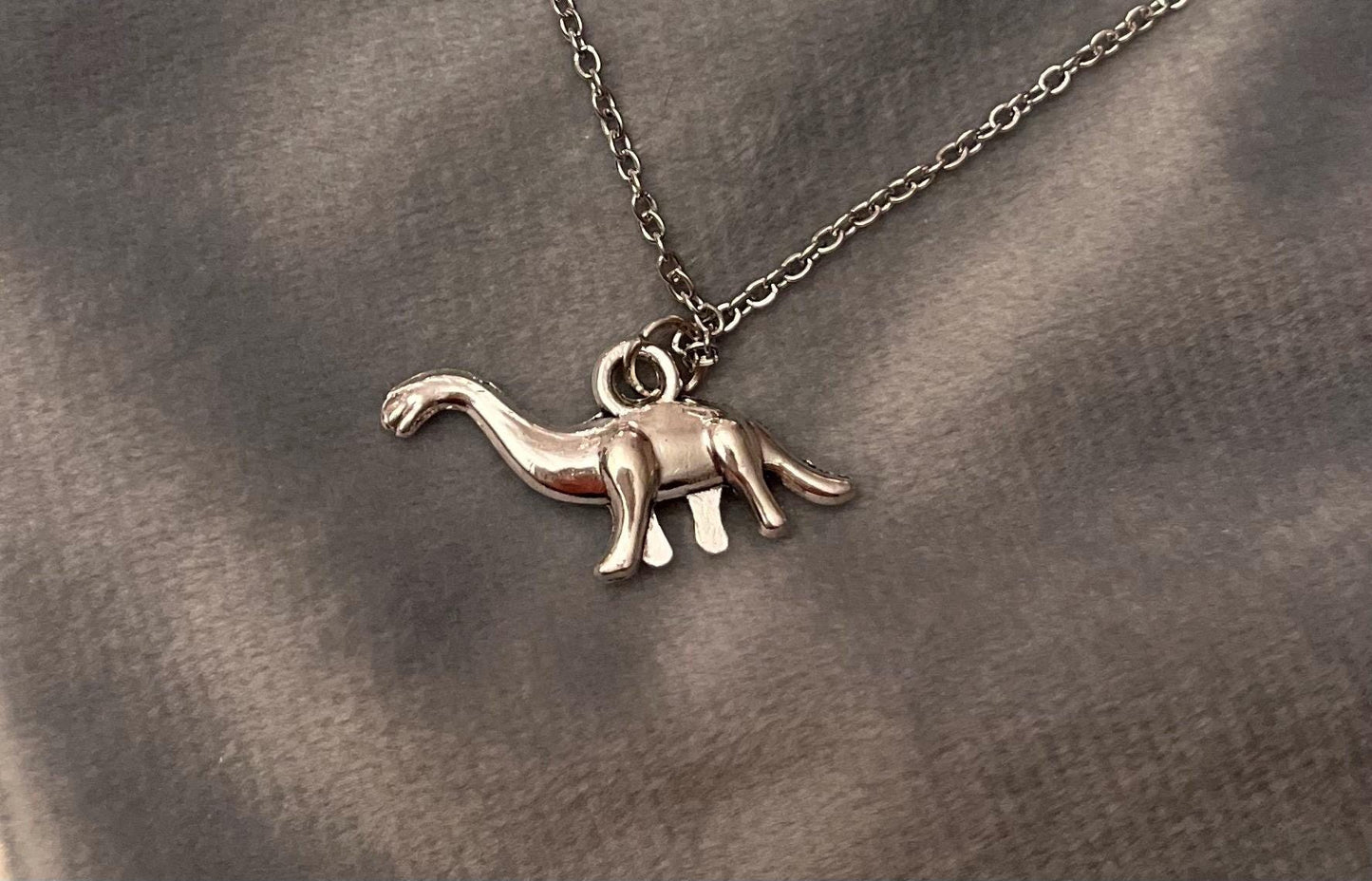 Dinosaur Necklace with Dinousar Charm Silver Imitation Jewelry for Dino Lover Gift Unique