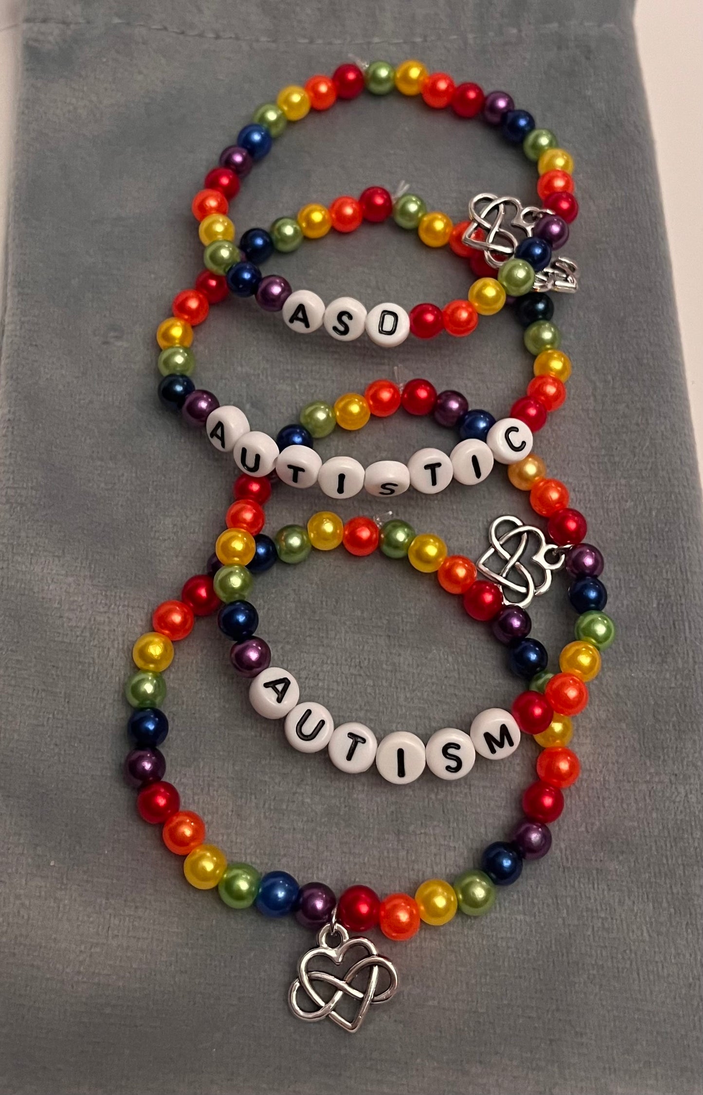 Autism Bracelet Elastic Beaded Bracelet Autism Awareness ASD Jewelry Autistic Bracelet Rainbow Colors
