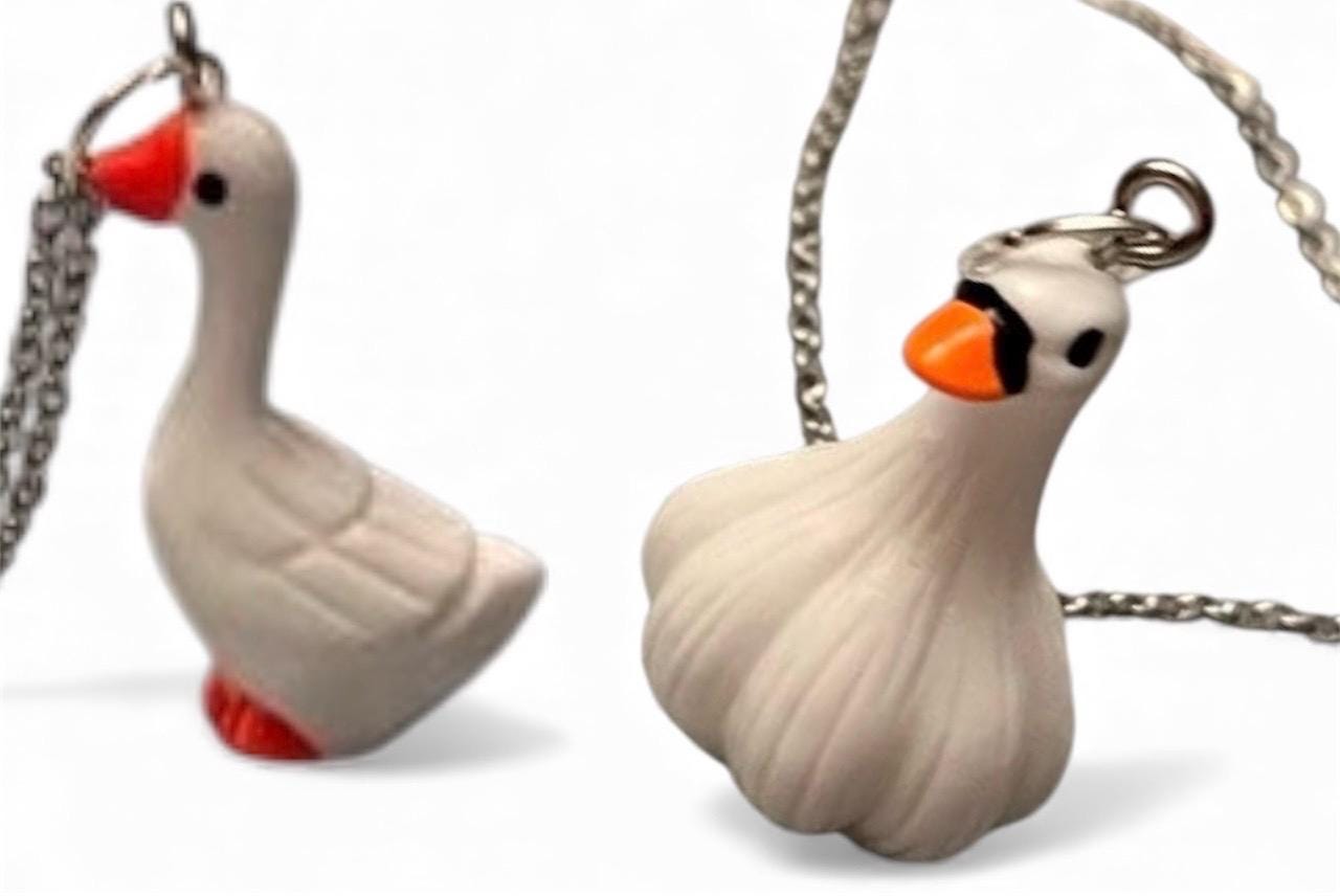 Goose Necklace Garlic Goose Charm Swan Garlic Shape Funny Geese Jewelry