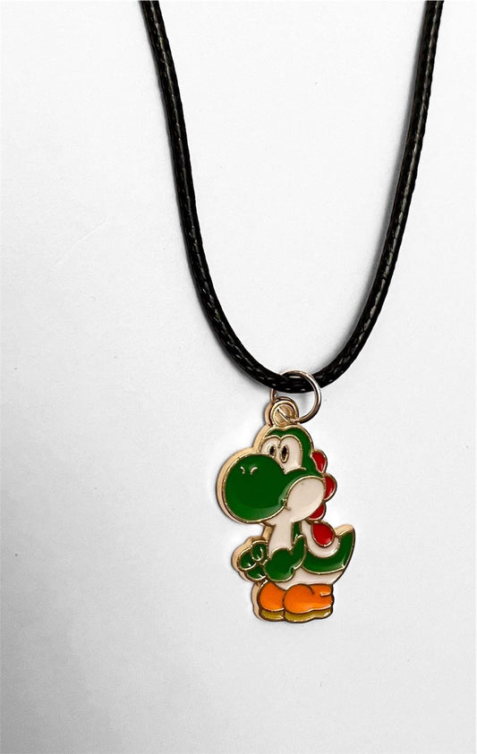 Nintendo Yoshi-halsband med berlock, nostalgisk present till retrospelare, handgjorda smycken tv-spel, Yoshi-hänge