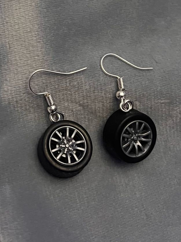 Car Tire Earrings Wheels Jewelry for Car Owner Gift for Vehicle Enthusiast Jewelry Car