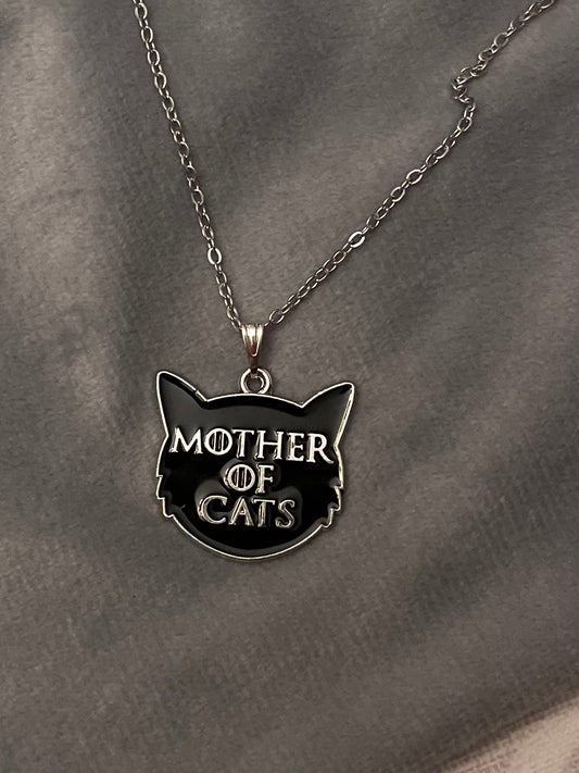 Mother of Cats Necklace Cat Mom Jewelry I love Cats Silver Imitation