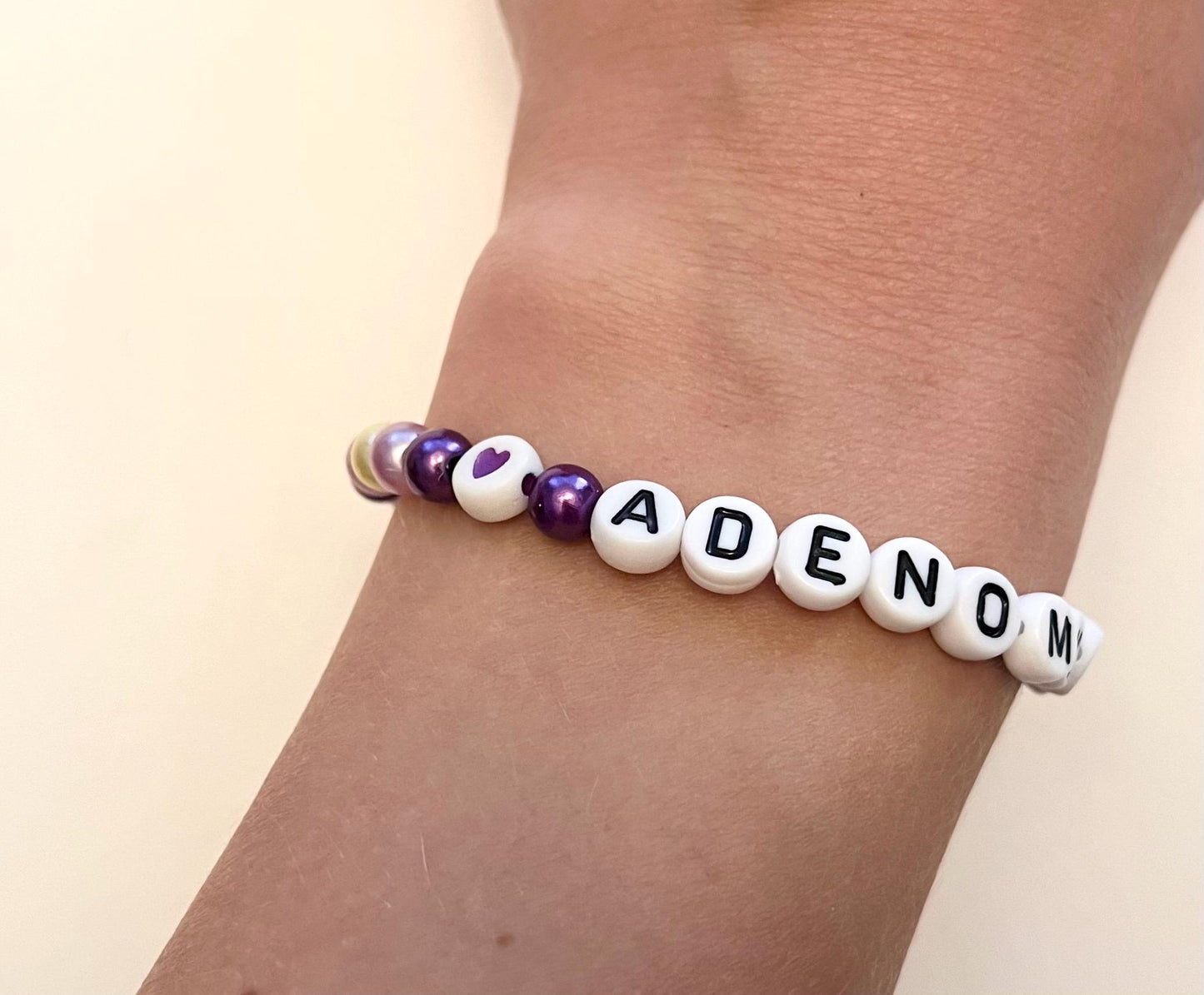 Adenomyos armband medvetenhet för kvinnors hälsa Lila gult elastiskt pärlarmband 