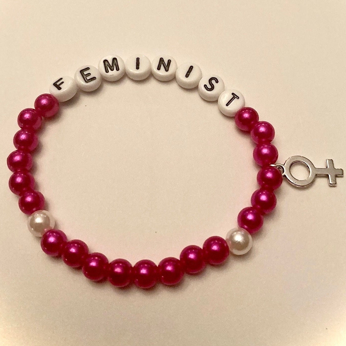 FEMINIST Bracelet Beaded Elastic Stretch Bracelet with Bead Letters Gift for Feminist Accessories Feminism Jewelry Womens Rights