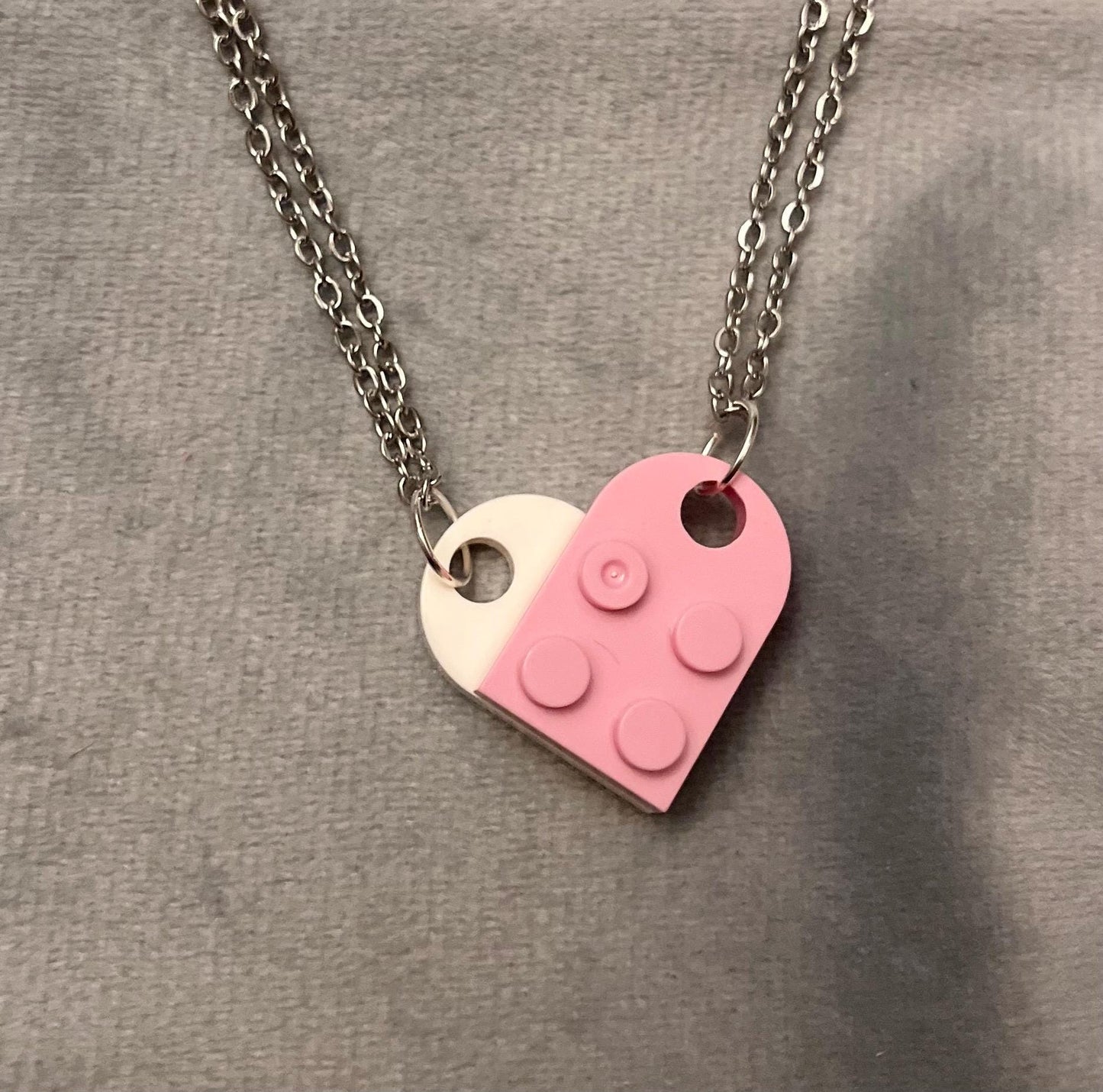 Lego Hjärta halsband för Par och Bästa Vänner Halsband Silver imitation Smycken Vänskapshalsband vänskapshjärta