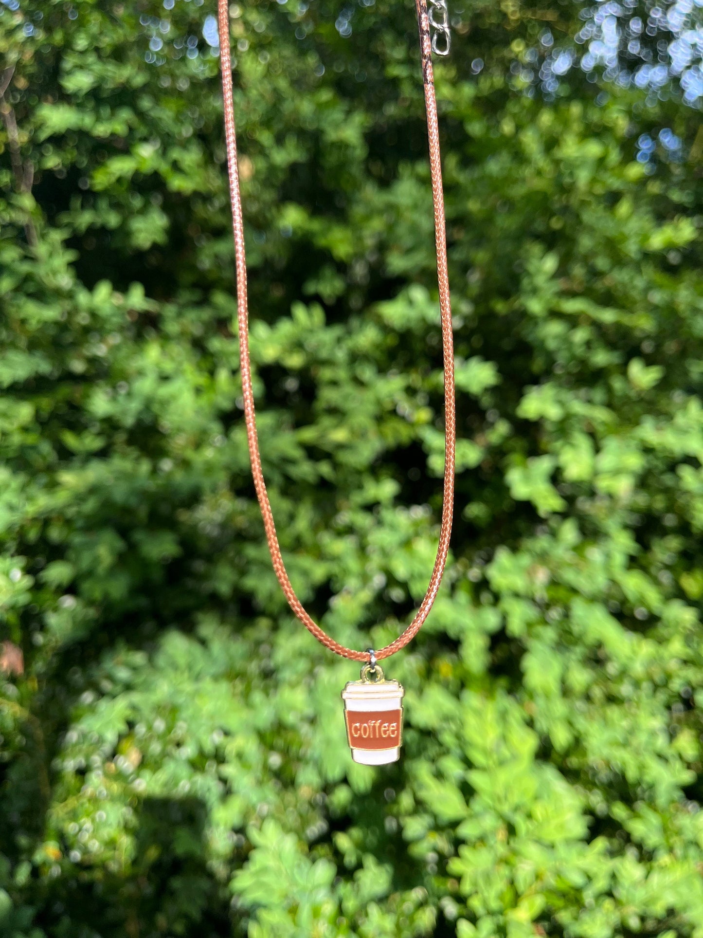 Kaffehalsband Miniatyrmatsmycken Handgjord present till kaffeälskare