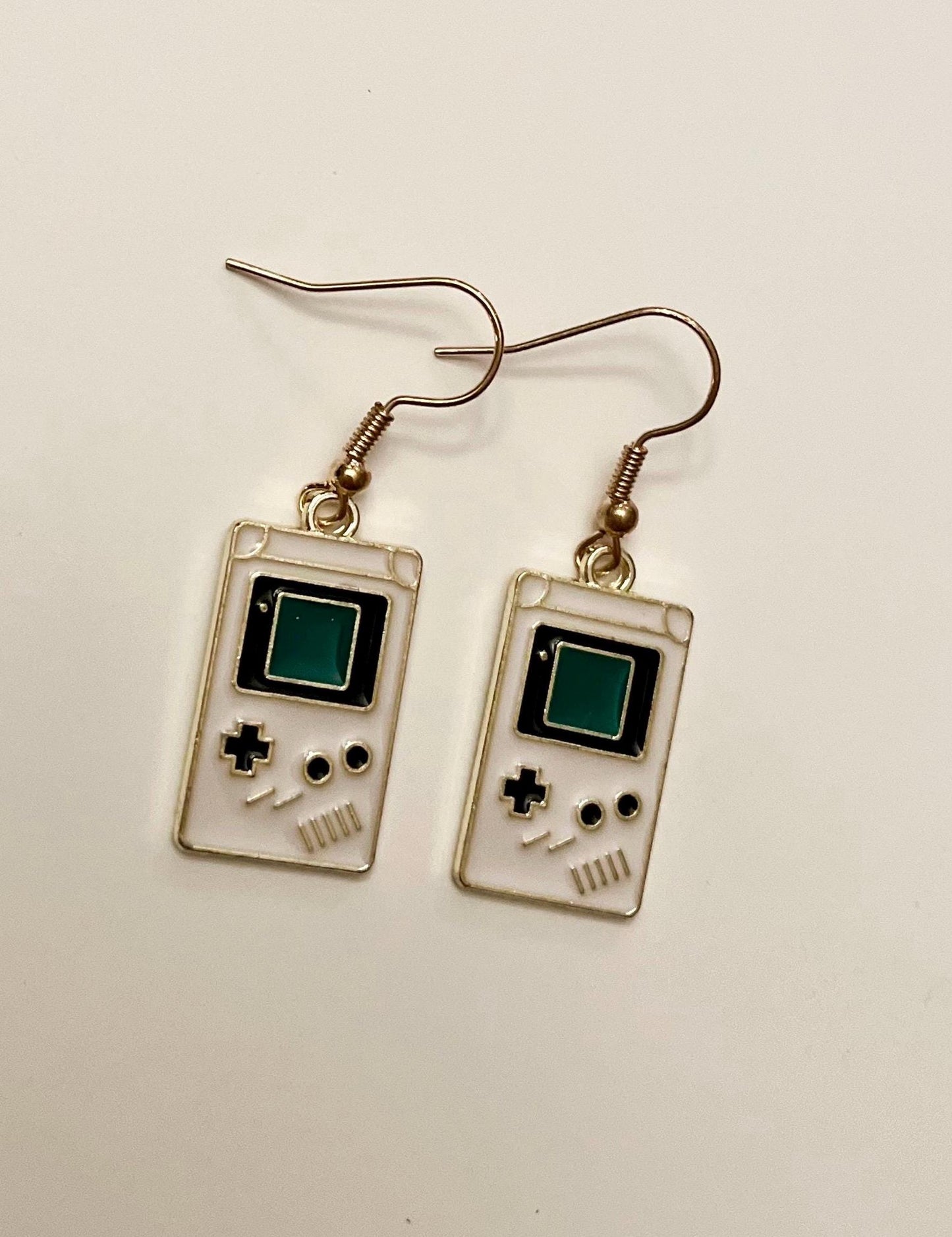 Gameboy Earrings Video Game Jewelry Retro Gaming Gift Gameboy Console Charm for Gamer Drop Earrings Gold