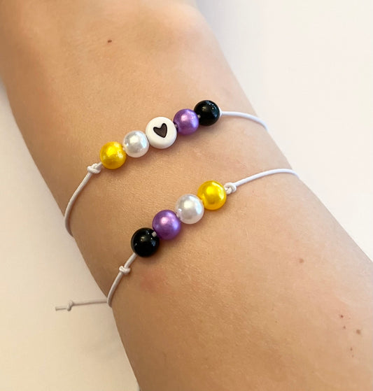 Non Binary Bracelet Beaded Pearls Elastic LGBTQ+ Jewelry Pride Accessories