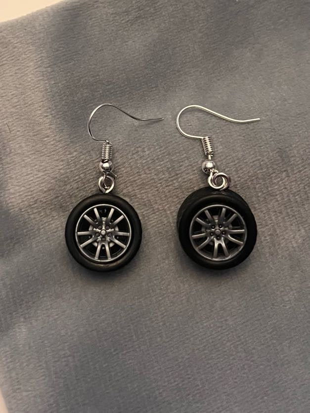 Car Tire Earrings Wheels Jewelry for Car Owner Gift for Vehicle Enthusiast Jewelry Car